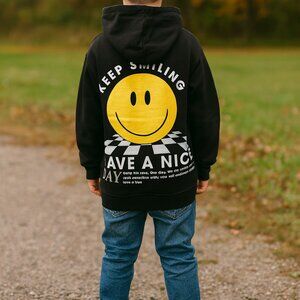 Grayson Threads Kids Hoodie Size M (8) – Smiley Face “Keep Smiling” & Lightning